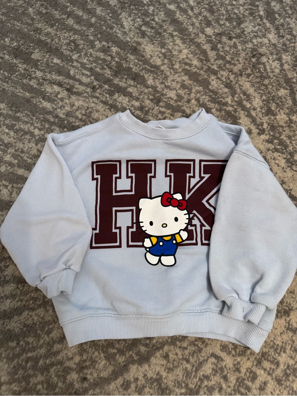 Zara Light Blue Hello Kitty Sweatshirt with Maroon HK Letters